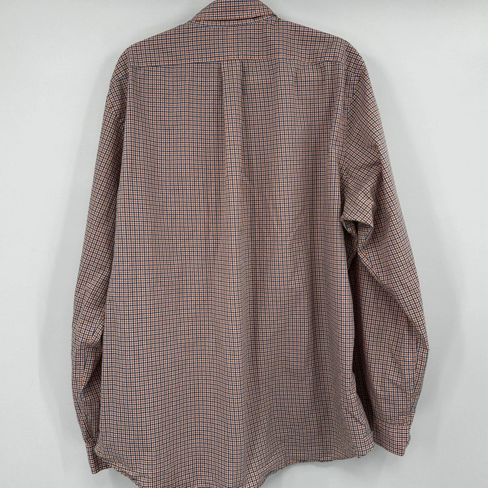 Polo Ralph Lauren Mens XXL Long Sleeve Button Down Dress Shirt Orange Blue Plaid